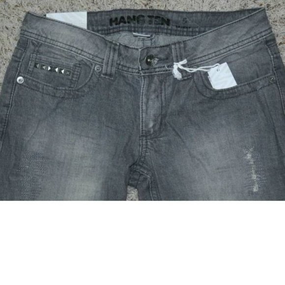 Womens Skinny Jeans Hang Ten Black Wash 0 Denim Jr. Girls Studded Distressed - Picture 3 of 7